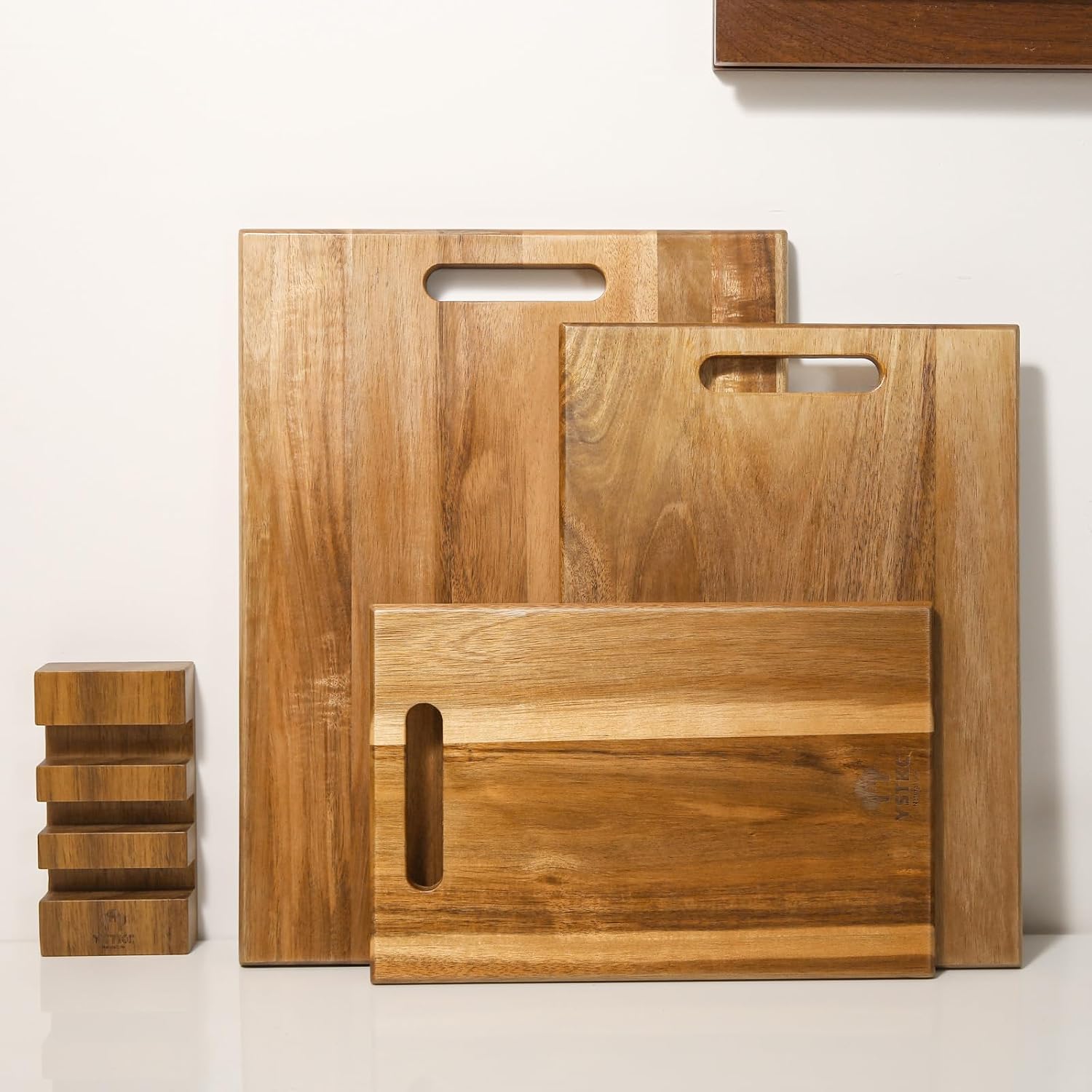 Acacia Wood Cutting Boards Set of 3 PCS for Kitchen, Large Wooden Cutting Board Set with Handle, Thick Chopping Board, Butcher Block Wooden Trays for Meat, Fruit Vegetable and Cheese - Image 2